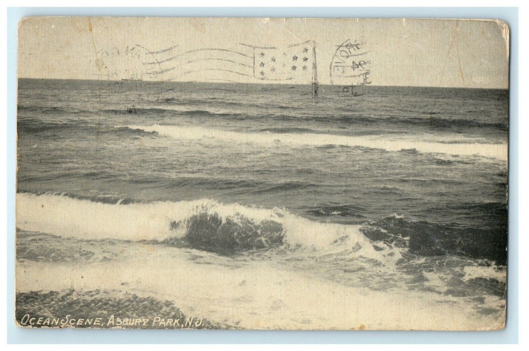 1909 Ocean Grove Waves Asbury Park New Jersey Posted Antique Postcard