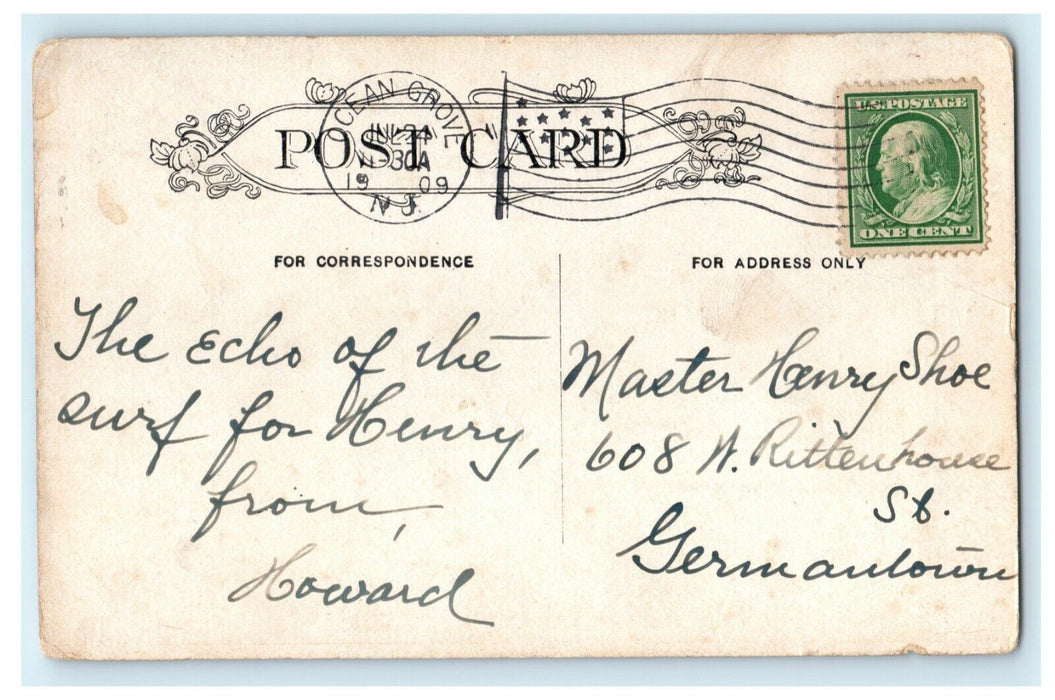 1909 Ocean Grove Waves Asbury Park New Jersey Posted Antique Postcard