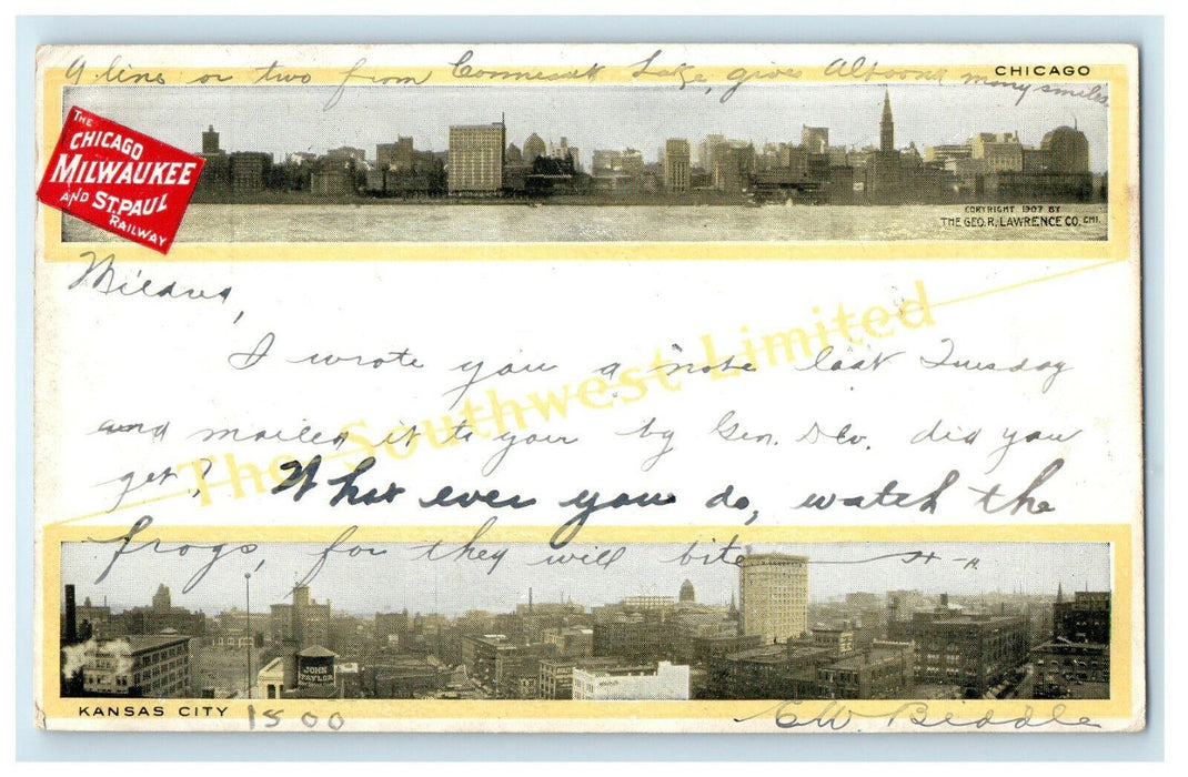 1909 The Southwest Limited Kansas City Missouri MO Posted Antique RPO Postcard