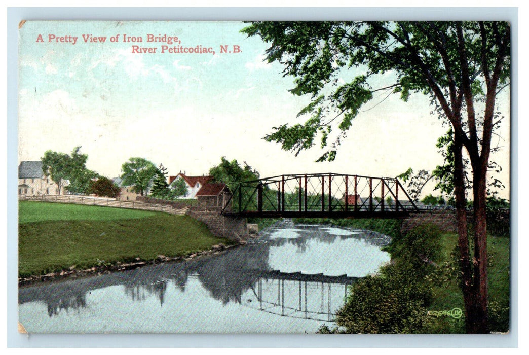 c1910 Iron Bridge, & River View New Brunswick Canada CA Foreign Postcard