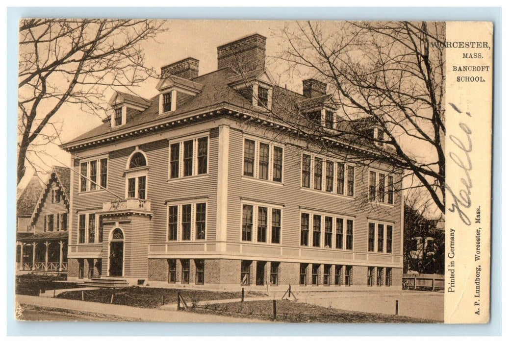 1905 Bancroft School, Worcester Massachusetts MA Antique Tuck Postcard
