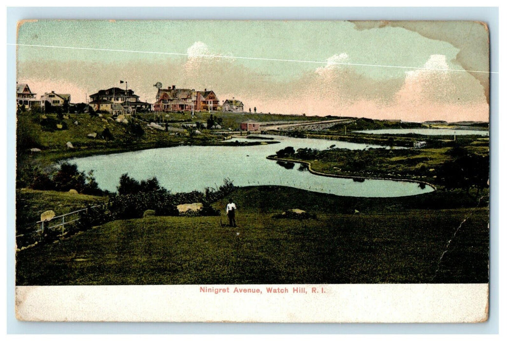 1909 Ninigret Avenue Watch Hill Rhode Island RI Posted Antique Postcard