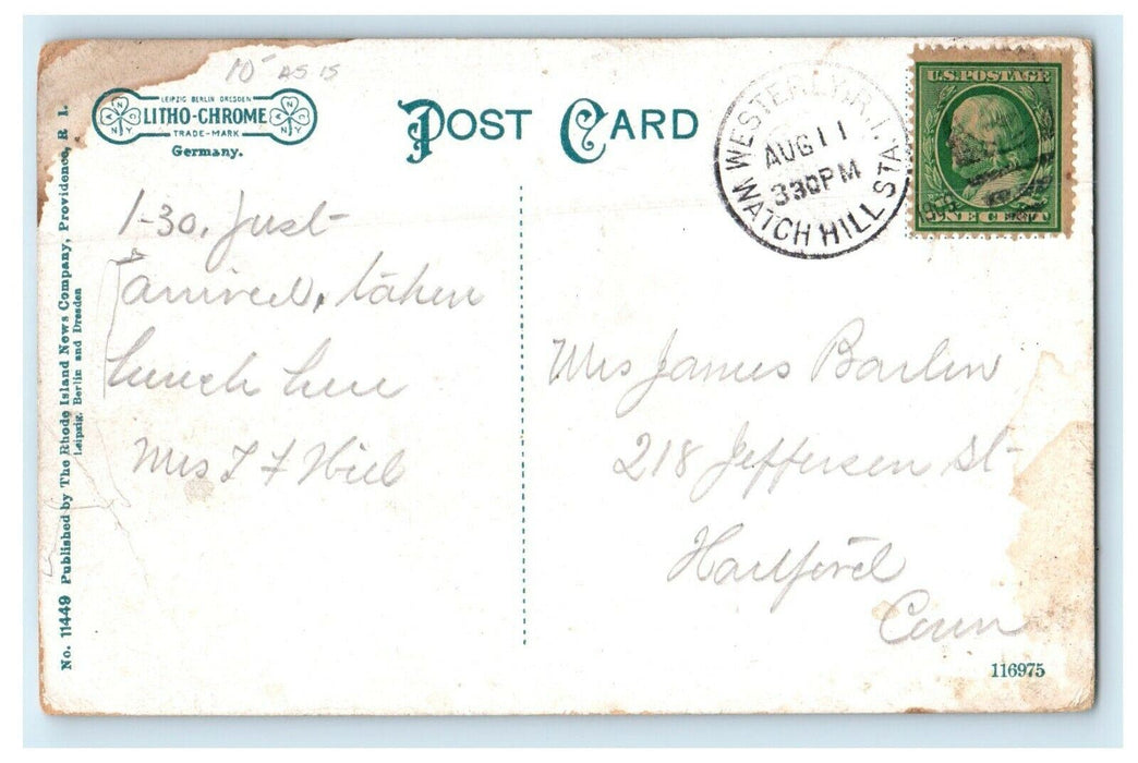 1909 Ninigret Avenue Watch Hill Rhode Island RI Posted Antique Postcard