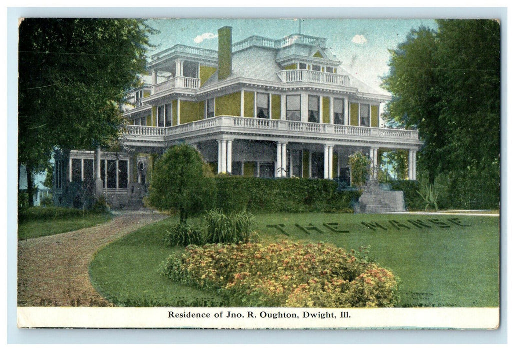c1910s Residence of Jno R Oughton Dwight Illinois IL Posted Antique Postcard