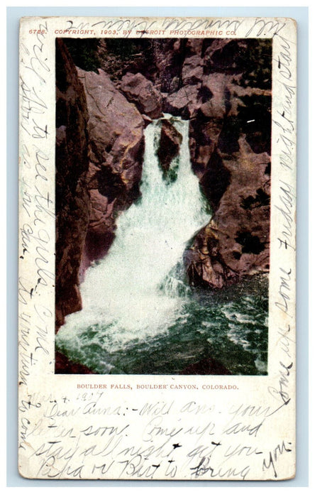 1907 Boulder Falls Boulder Canyon Colorado CO Sergeantsville NJ Postcard