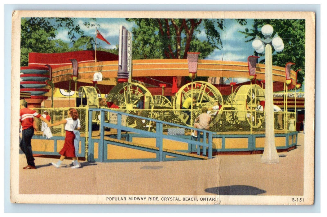 c1920 Popular Midway Ride Crystal Beach Ontario Canada CA Posted Postcard