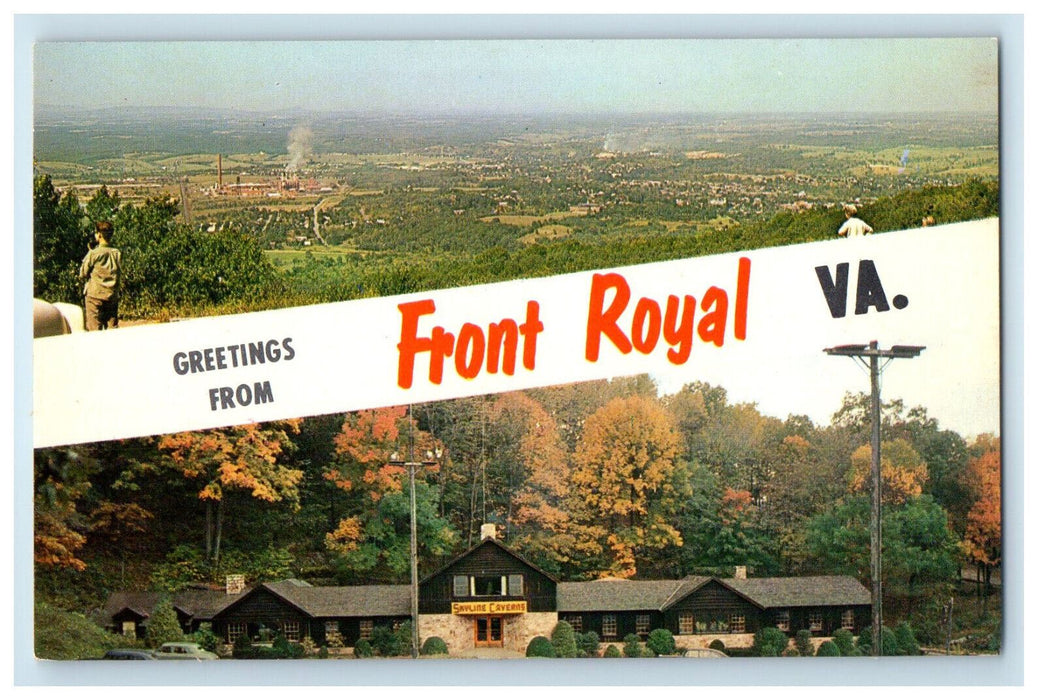 c1960s Aerial View, Greetings from Front Royal Virginia VA Banner Postcard