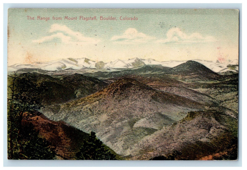 1907 The Range from Mount Flagstaff Boulder CO University Store Postcard