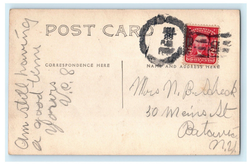 c1920's Silver Lake Outlet Canoe Boating Fishing RPPC Photo New York Postcard