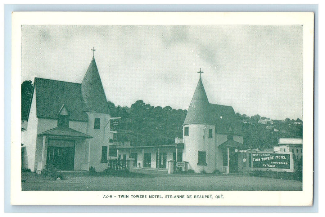 c1920 Twin Towers Motel Ste Anne De Beaupre Que Canada CA Postcard