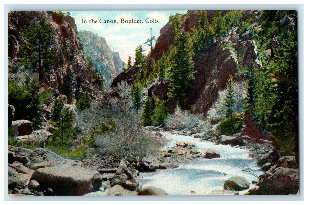c1910 In The Canon, Rocky Road, Boulder Colorado CO Antique Postcard