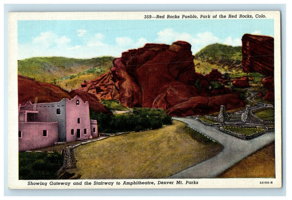 c1920s Denver Mt. Parks Red Rocks Pueblo Park of Red Rocks Colorado CO Postcard