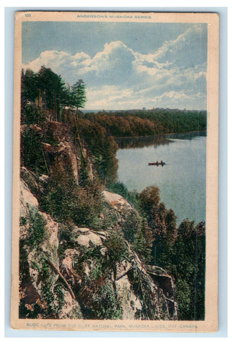 1923 Slide Lake from Cliff Natural Park Muskoka Lake Canada CA Foreign Postcard