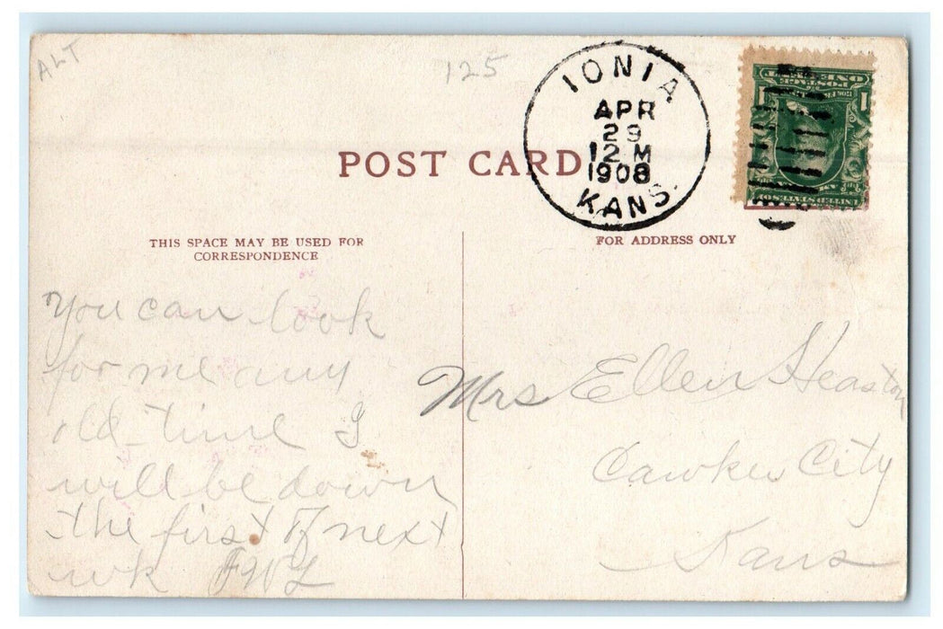 1908 Dutch Boy Cone Hat Hearts Of Trumps Ionia Kansas KS Postcard