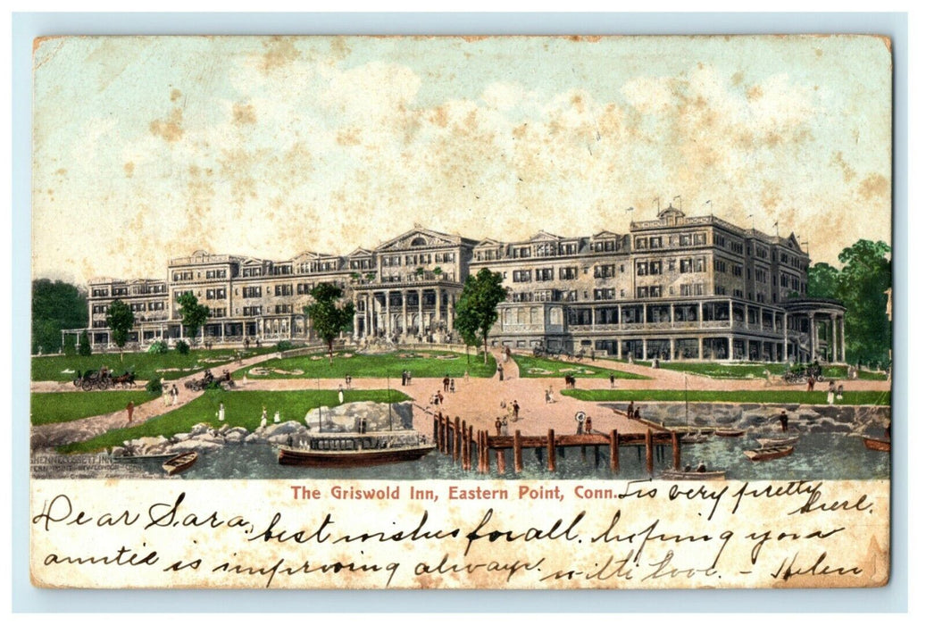 1906 Griswold Inn Eastern Point Connecticut CT Transit Clerk Cancel Postcard