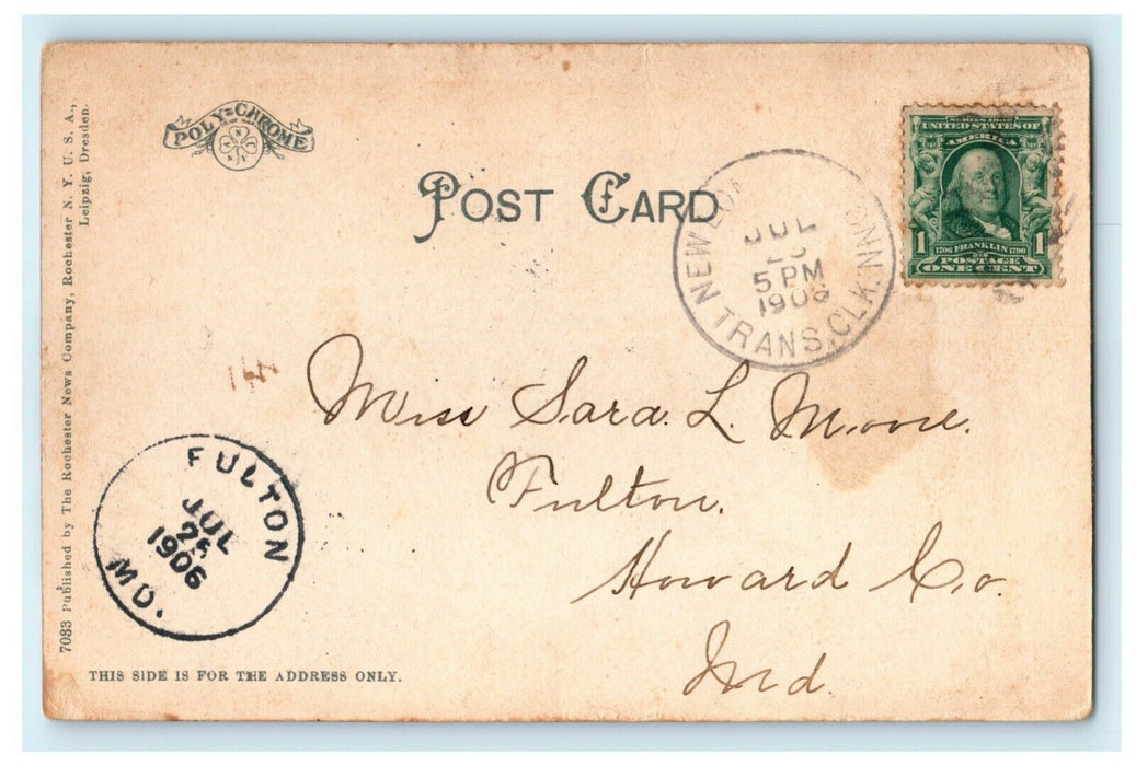 1906 Griswold Inn Eastern Point Connecticut CT Transit Clerk Cancel Postcard