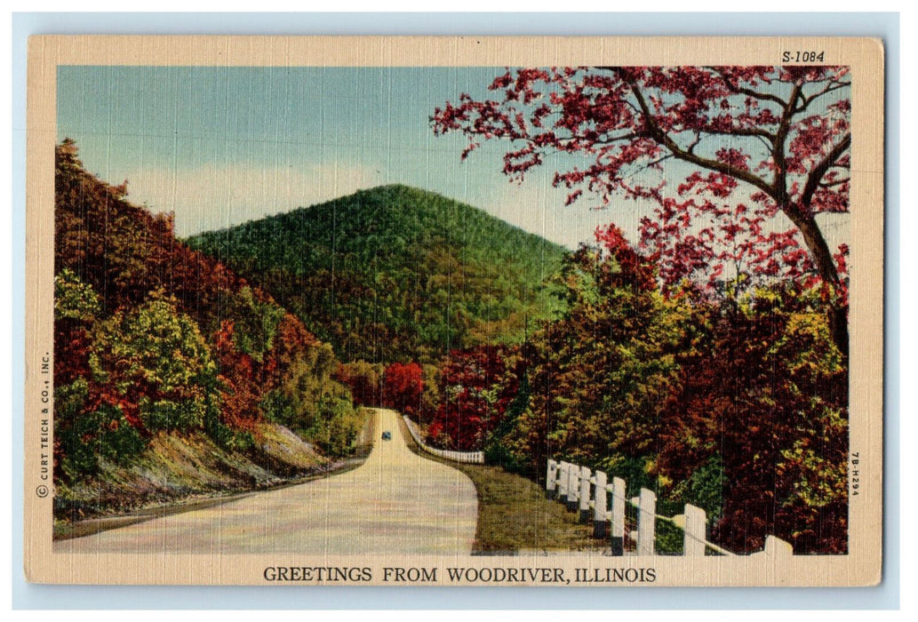 c1930s Greetings from Woodriver Illinois IL Unposted Vintage Postcard