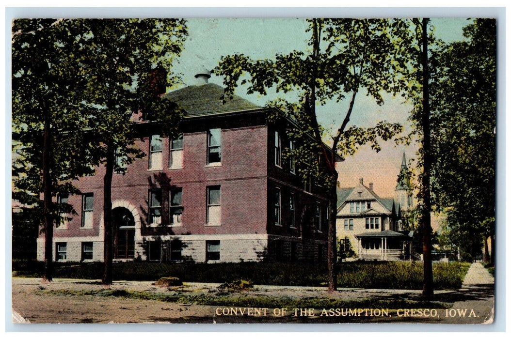 1913 Convent of the Assumption Cresco Iowa IA Lime Spring IA Posted Postcard