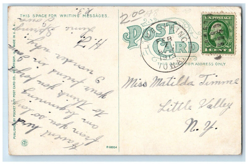 1913 Convent of the Assumption Cresco Iowa IA Lime Spring IA Posted Postcard