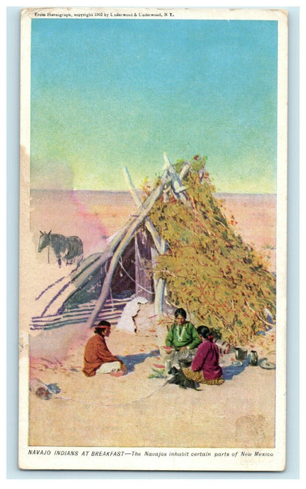 c1910 Navajo Indian Breakfast Prudential Insurance Co. Advertising Postcard
