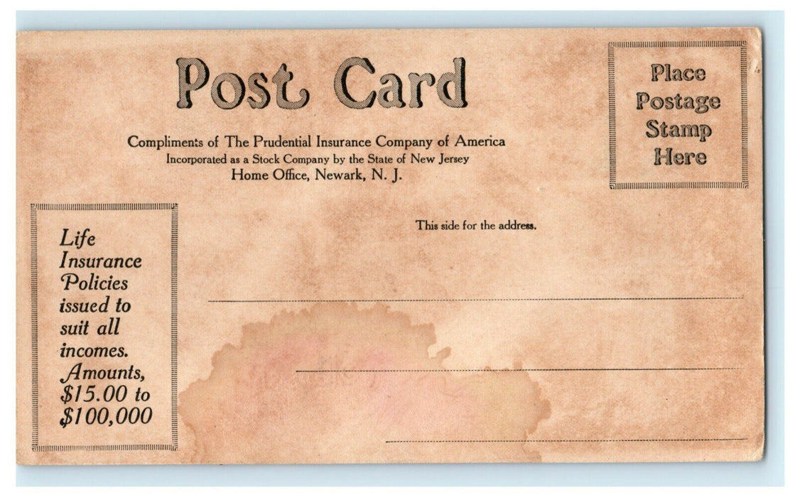 c1910 Navajo Indian Breakfast Prudential Insurance Co. Advertising Postcard