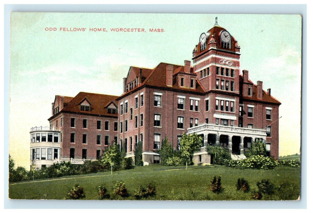 1910 Odd Fellows Home, Worcester, Massachusetts MA Antique Postcard