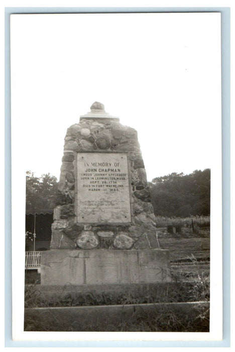 1951 Johnny Appleseed Monument Noble County Ohio OH RPPC Photo Vintage Postcard