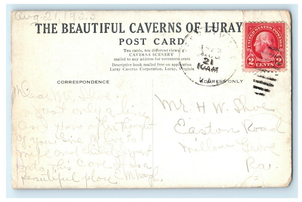 1925 Entrance Avenue Caverns of Luray Virginia VA Posted Antique Postcard