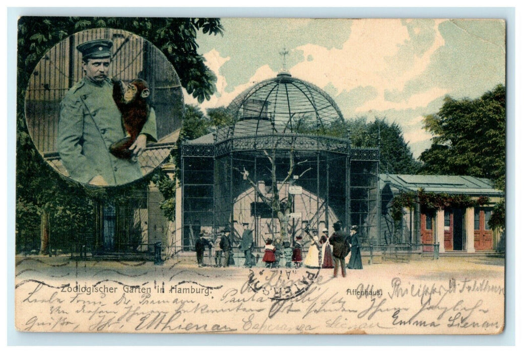 1904 Berlin Zoological Garden to Haverstraw New York NY Monkey Germany Postcard