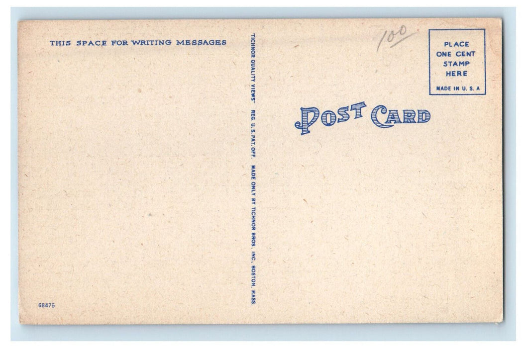 c1940s US Flag, Cottages at Ocean Park, Oak Bluffs Massachusetts MA Postcard