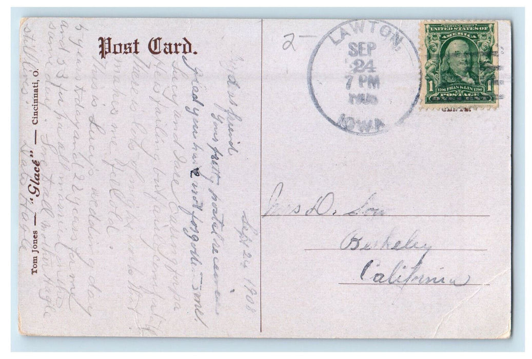1908 Pierce Street, Sioux City, IA Lawton Iowa IA Posted Antique Postcard