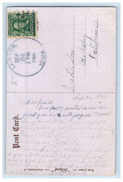1908 Pierce Street, Sioux City, IA Lawton Iowa IA Posted Antique Postcard