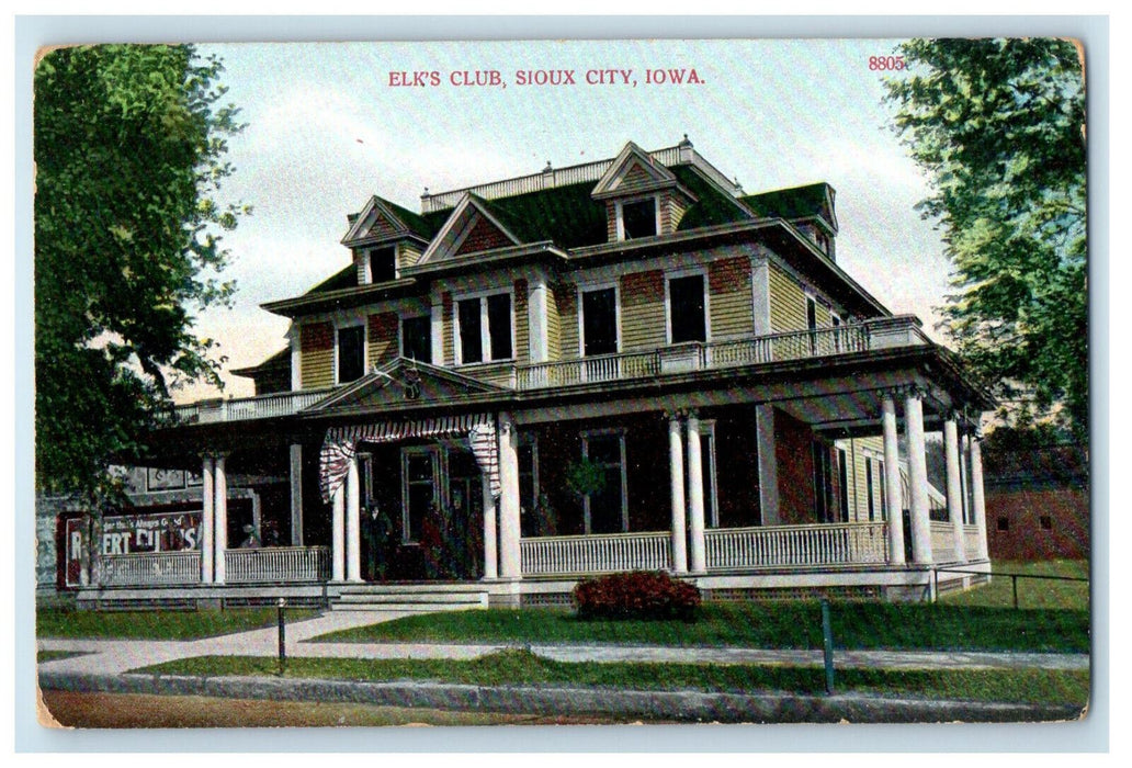 c1910 Building of Elk's Club Sioux City Iowa IA Unposted Antique Postcard