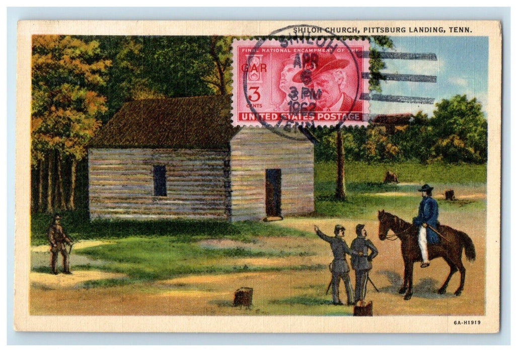 Shiloh Church Pittsburg Landing Tennessee TN, Gar Battle Shiloh Vintage Postcard