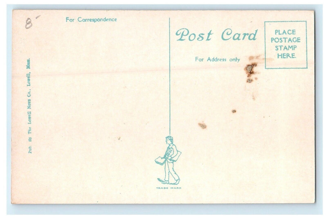 c1910 View Of Central Street Trolley Train Cars Lowell Massachusetts MA Postcard