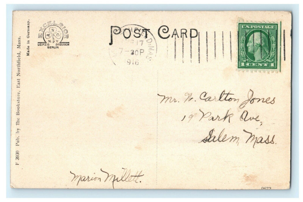 1916 Part of Campus Seminary East Northfield Massachusetts Antique Postcard