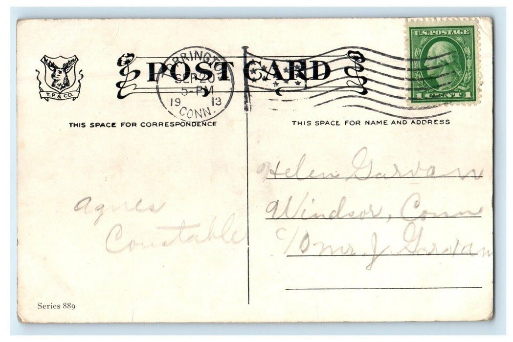 1913 Dutch Girl Sitting At Shore Sea Sailboat Antique Postcard