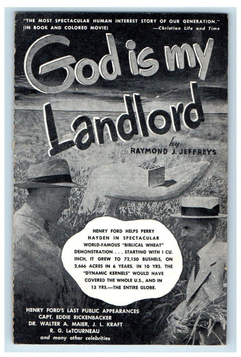 God Is My Landlord Book Advertising Henry Ford Farming Unposted Postcard