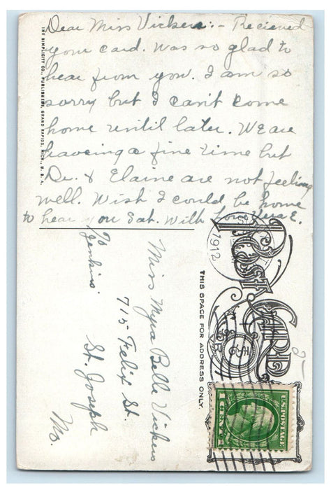 1912 St. Joseph Hospital Sioux City Iowa IA Posted Antique Postcard