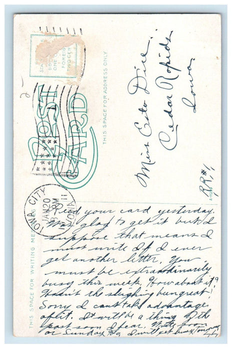 1911 View Near Country Club Iowa City Iowa IA Posted Antique Postcard