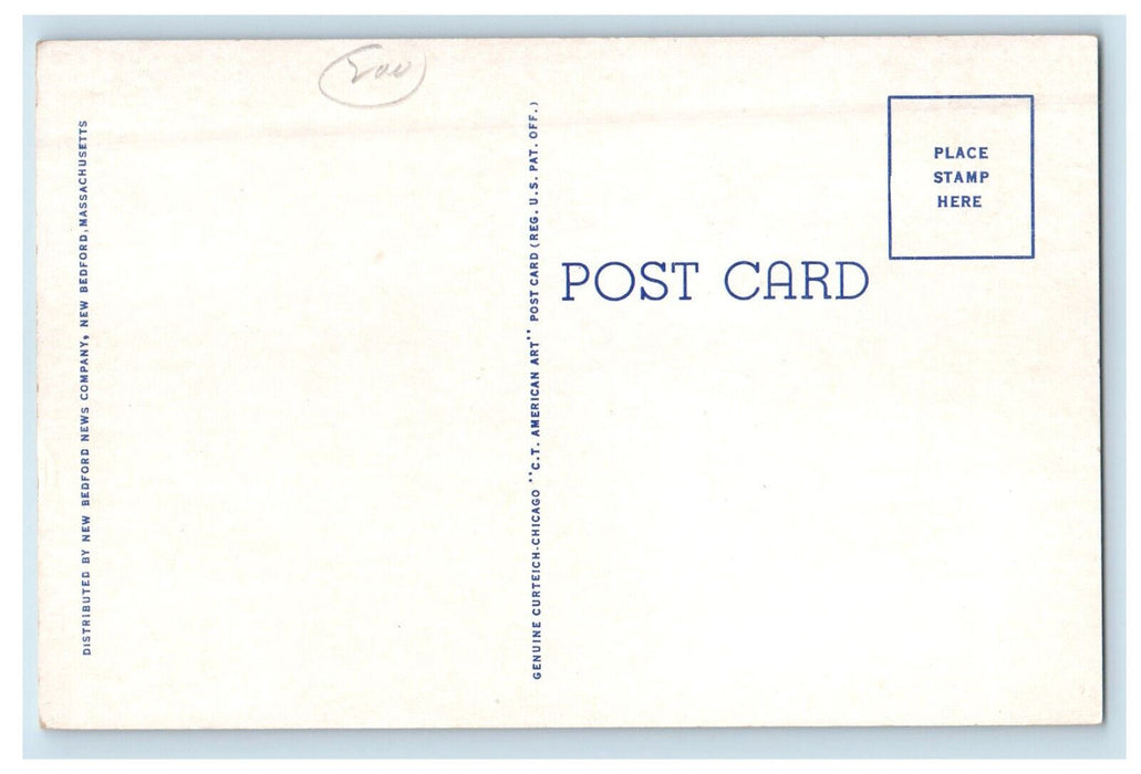 c1950s Steamship at Pier Oak Bluffs Martha's Vineyard Island MA Postcard