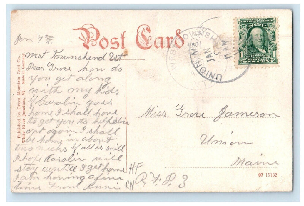 c1910's Union Station Depot White River Junction Vermont VT Antique Postcard