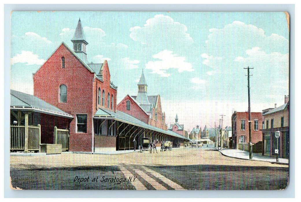 c1910's Railroad Station Depot At Saratoga New York NY Unposted Antique Postcard