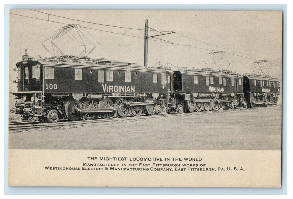 c1910's The Mightiest Locomotive Train In The World Virginia Antique Postcard