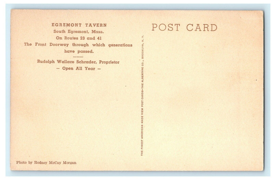 c1940's Egremont Tavern South Egremont Massachusetts MA Unposted Postcard