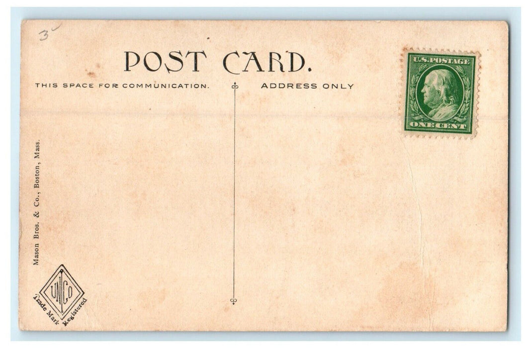 1913 Technical School, Worcester Massachusetts MA Antique Unposted Postcard