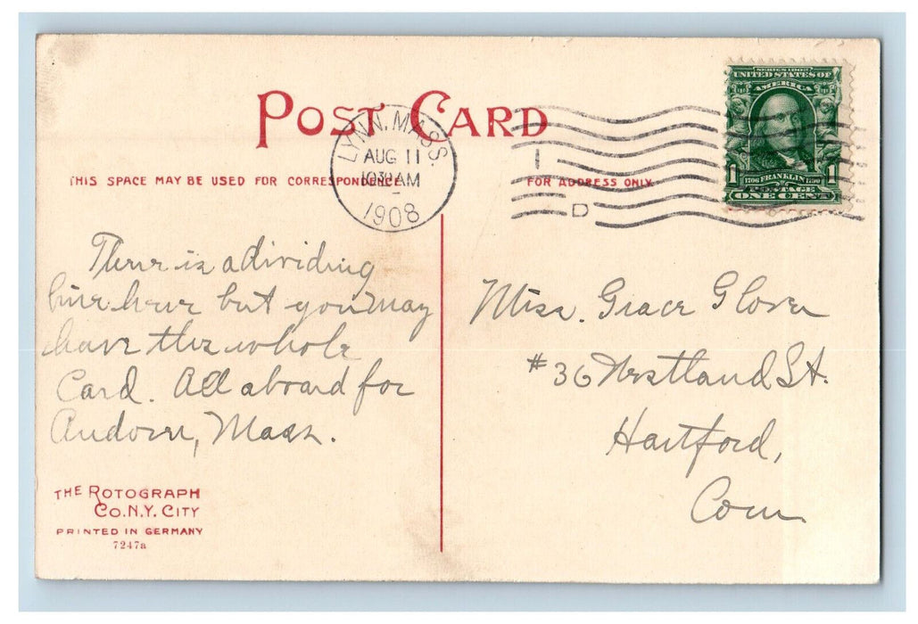 1908 Dungeon Rock, Lynn Woods, Lynn Massachusetts MA Posted Postcard