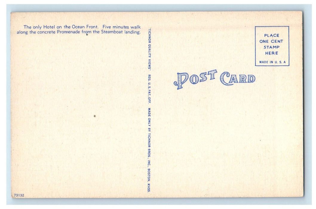 c1940s Sea View Hotel, from Driving Pier, Oak Bluffs Massachusetts MA Postcard