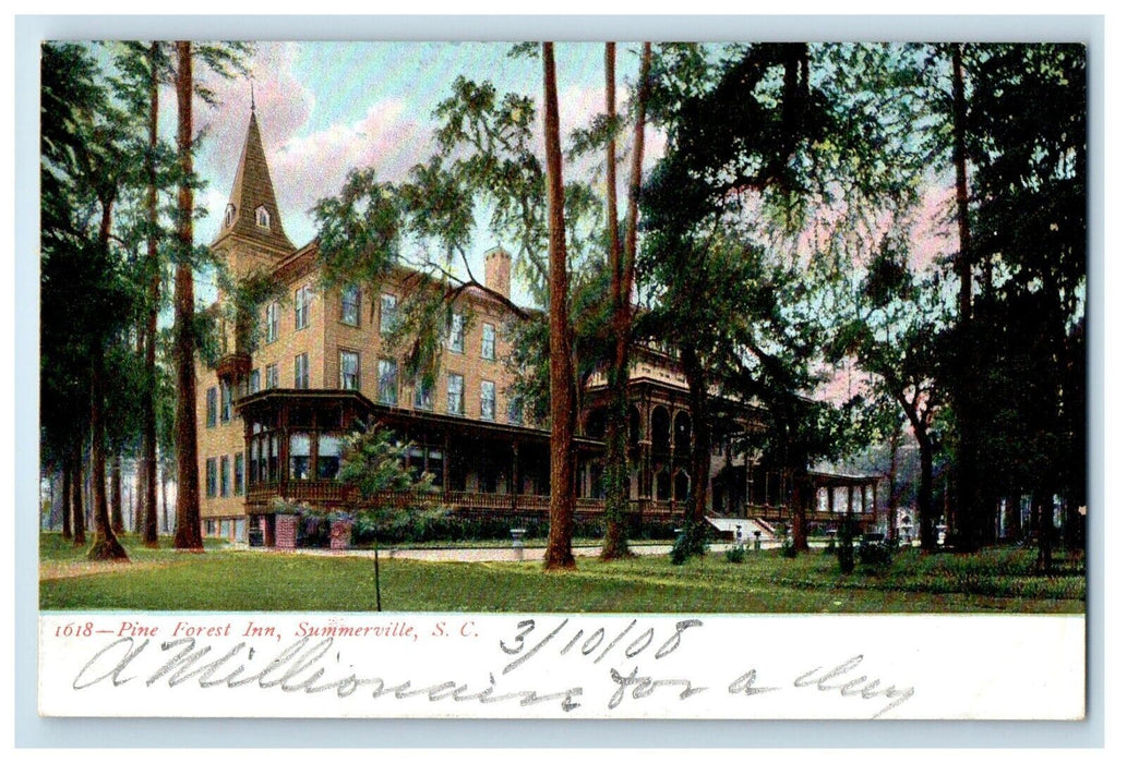 1908 Pine Forest Inn Summerville South Carolina SC Unposted Antique Postcard