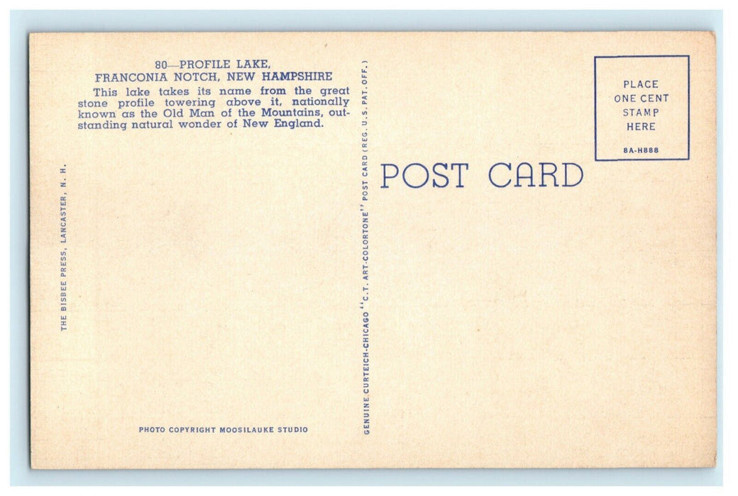 c1940's Profile Lake Franconia Notch New Hampshire NH Unposted Postcard